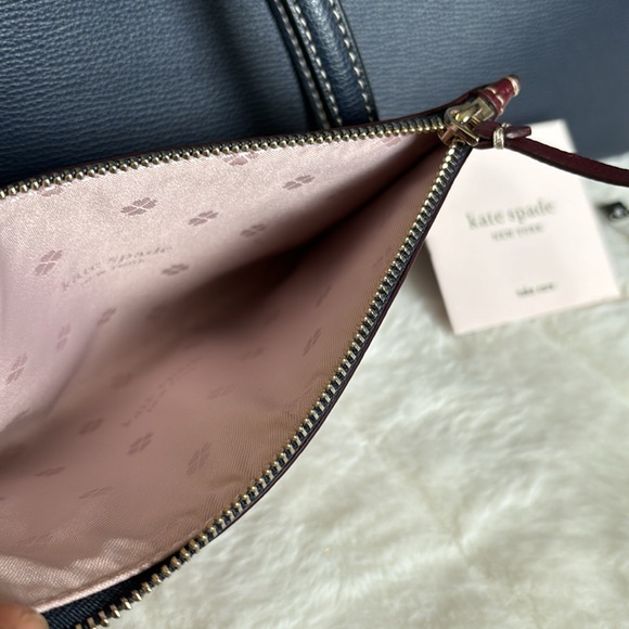 KP tote with open top with dog clip closure with red wine color wristlet pouch! - Picture 10 of 11